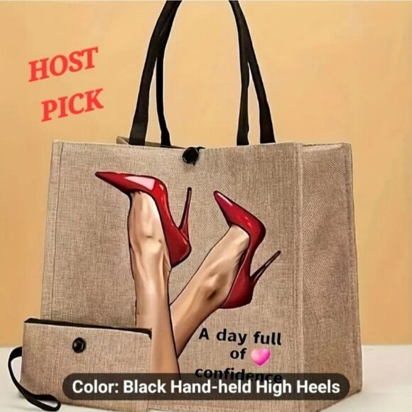 Trendy Retro Handbags - 2 Piece burlap tote bag set